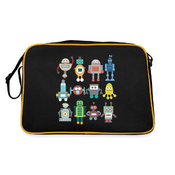 Roboter Retro - Retro Tasche - Schwarz/Gold - Hinten
