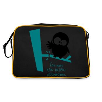 Un hibou / / Je dois arrêter ici, malheureusement. - Sac Retro - noir/or - Dos