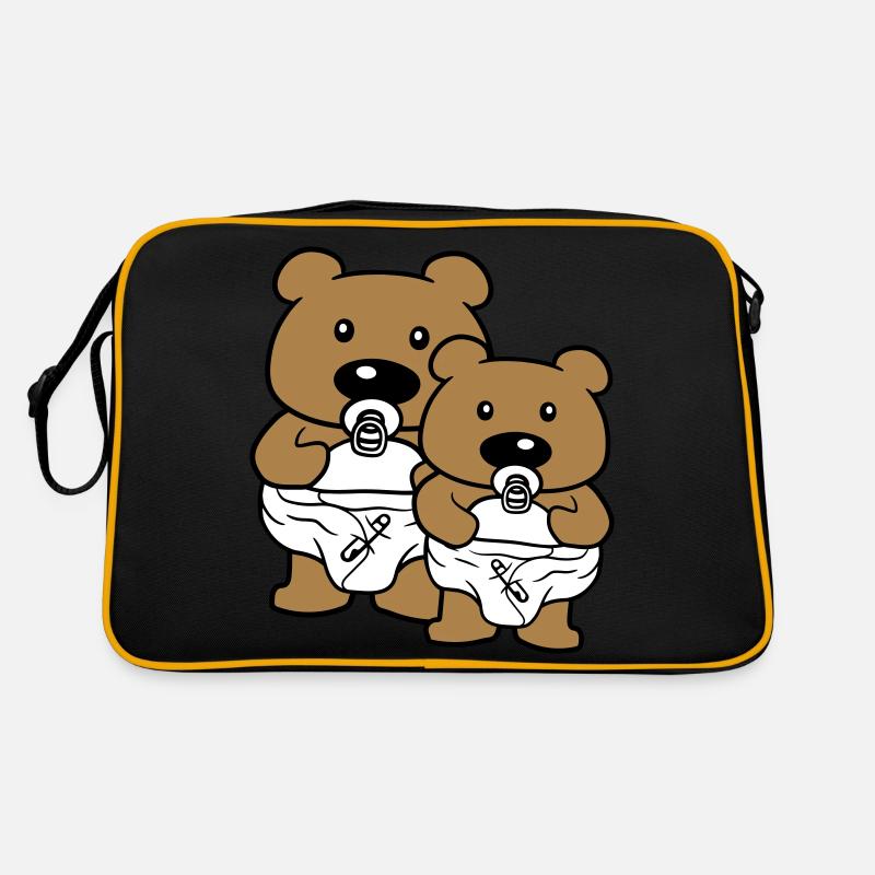 2 baer baby brueder freunde team paar teddy schnul Retro Tasche