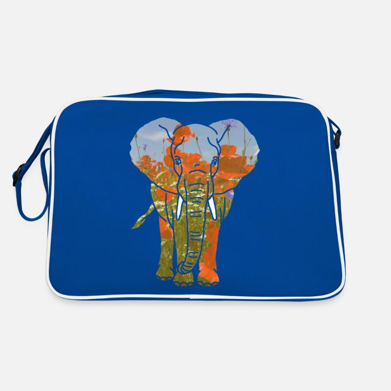 Elefant, Mohnblumen Retro Tasche