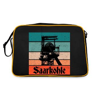 Saarkohle Zeche Saarland Kumpel - Retro Tasche - Schwarz/Gold - Hinten