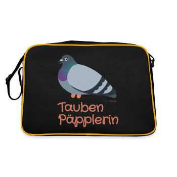 Taube päppeln - Pigeon Heros - Retro Tasche - Schwarz/Gold - Hinten