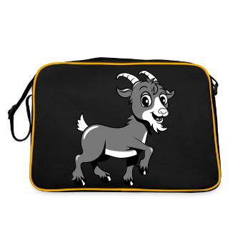 Ziege meckern lächeln - Retro Tasche - Schwarz/Gold - Hinten
