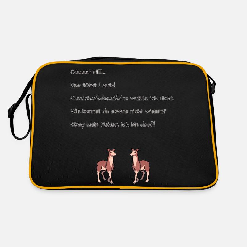 Lustiger lama Spruch - Retro Tasche - Schwarz/Gold