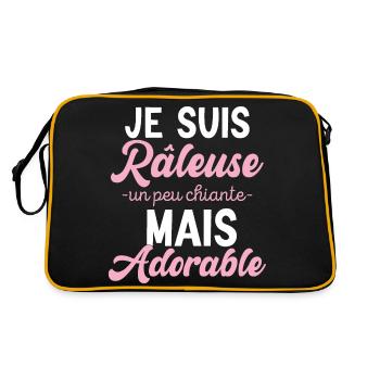 Râleuse Mais Adorable Cadeau Humour Personnalisé - Sac Retro - noir/or - Dos