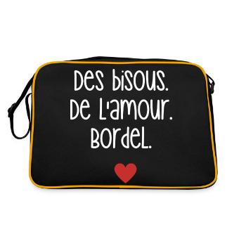 des bisous de l'amour bordel citation humour - Sac Retro - noir/or - Dos
