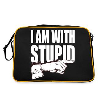 Ich bin mit dummen - lustiger spruch - Retro Tasche - Schwarz/Gold - Hinten