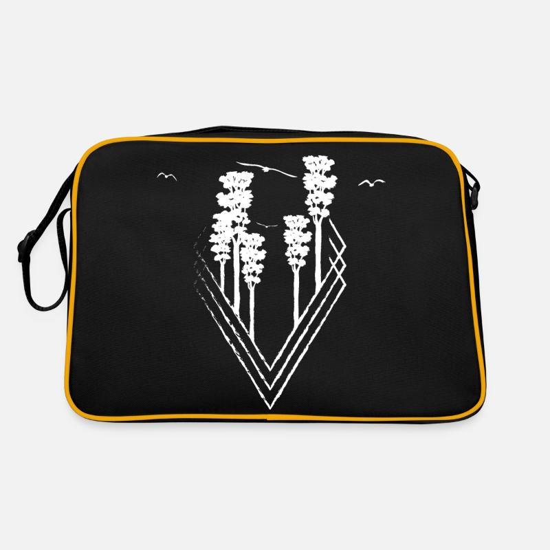 Geometric shape tree birds w - Retro Bag - black/gold