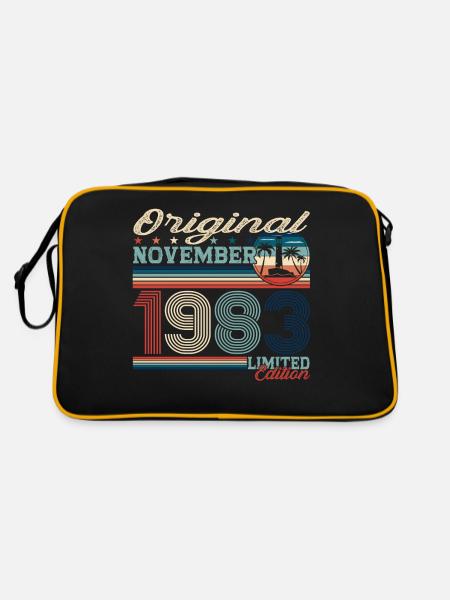 Original novembre 1983 Cadeau du 39e anniversaire - Sac Retro - noir/or - Dos