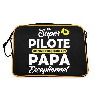 super pilote - papa exceptionnel - Sac Retro - noir/or - Dos