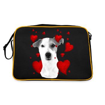 Jack Russel mit Herzen - Retro Tasche - Schwarz/Gold - Hinten