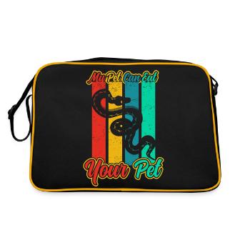 Schlangenbesitzer Schlangenliebhaber Schlangen - Retro Tasche - Schwarz/Gold - Hinten