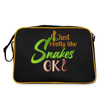 Schlangenbesitzer Schlangenliebhaber Schlangen - Retro Tasche - Schwarz/Gold - Hinten