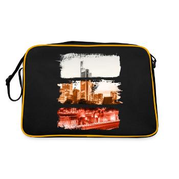 Frankfurt Vintage Retro Deutschland Stadt Skyline - Retro Tasche - Schwarz/Gold - Hinten
