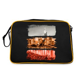 Frankfurt Vintage Retro Deutschland Stadt Skyline - Retro Tasche - Schwarz/Gold - Hinten