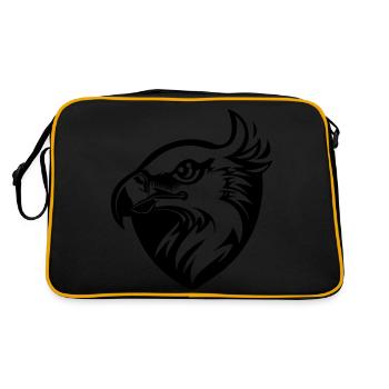 eagle's head with wing in profile with shield - Retro Bag - black/gold - Back