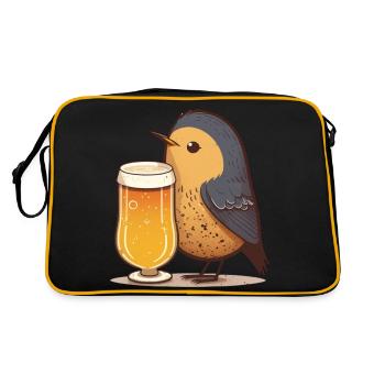 Petit oiseau avec de la bière - Sac Retro - noir/or - Dos