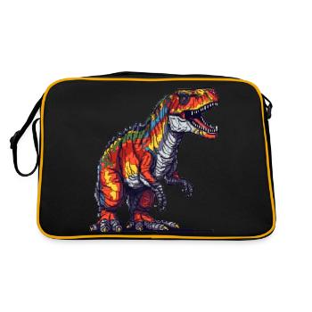 Pixel Tyrannosaurus Rex in bright colors - Retro Bag - black/gold - Back