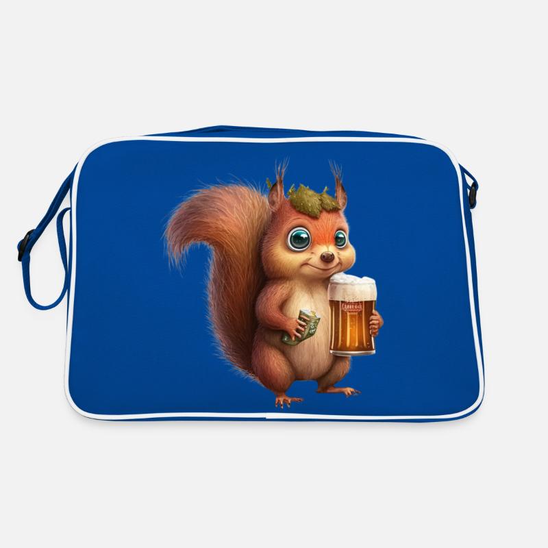 Süßes Eichhörnchen mit Bier Retro Tasche