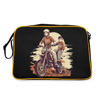 Père et fils en moto - Sac Retro - noir/or - Dos