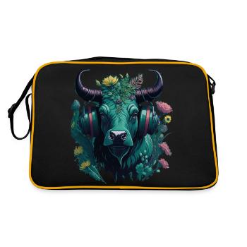 Cute Toro Gamer Vintage Bull Design - Retro Bag - black/gold - Back