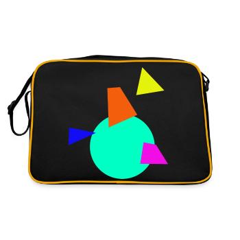 Farbige Ecken & Kreise - Retro Tasche - Schwarz/Gold - Hinten