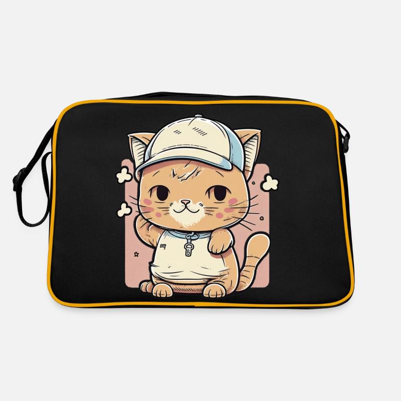 Süße Katze trägt einen Hut 2 Retro Tasche