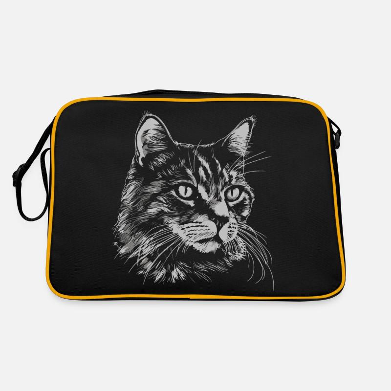 Katze - Retro Tasche - Schwarz/Gold