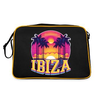 Ibiza, Espagne, Île, Eté, Palmiers, Plage, Fête - Sac Retro - noir/or - Dos