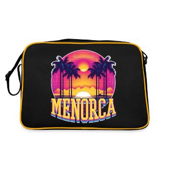 Minorque, Espagne, été, soleil, plage, mer, palmiers - Sac Retro - noir/or - Dos