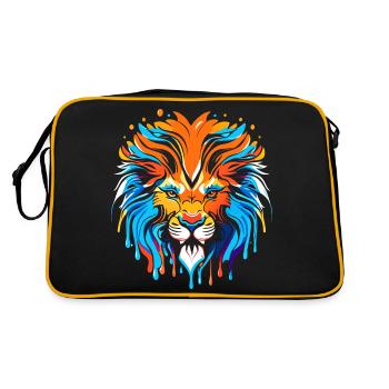 Tête de lion, coloré, signe du zodiaque - Sac Retro - noir/or - Dos