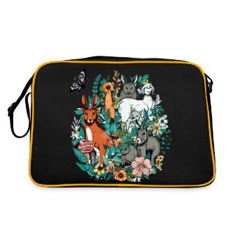 Animals in flowers n°3 - Retro Bag - black/gold - Back