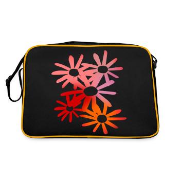 Bunte Blumen - Retro Tasche - Schwarz/Gold - Hinten