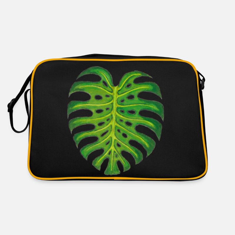 Monstera / Blatt - Retro Tasche - Schwarz/Gold
