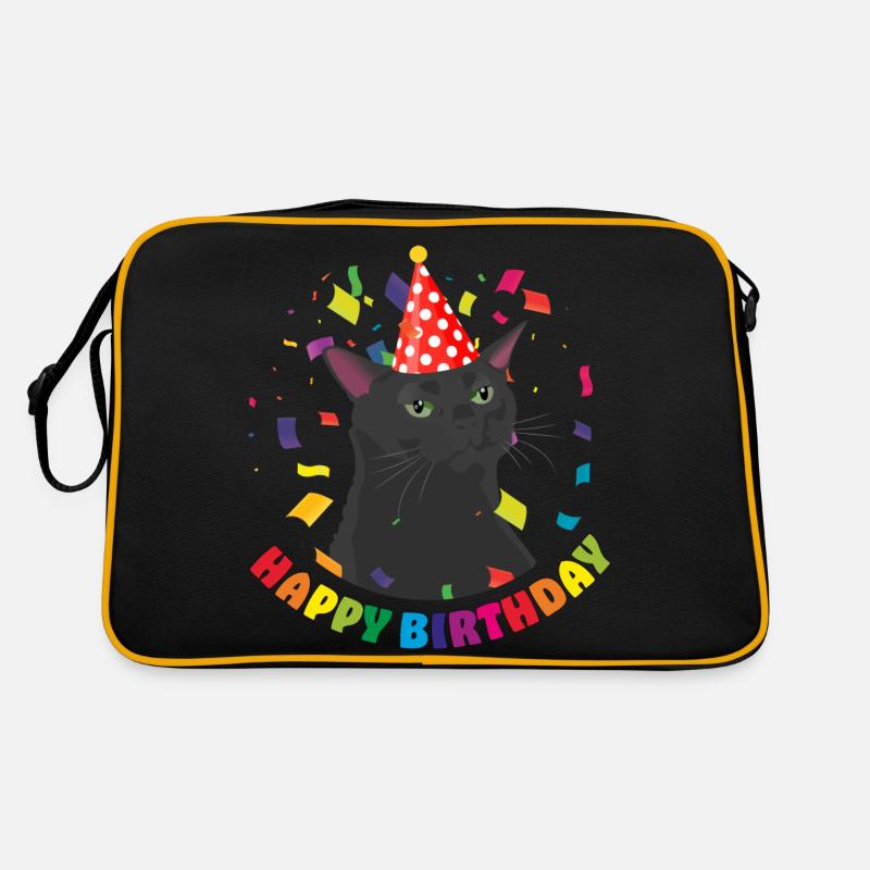Abgestumpfte Katze feiert seinen Geburtstag Retro Tasche