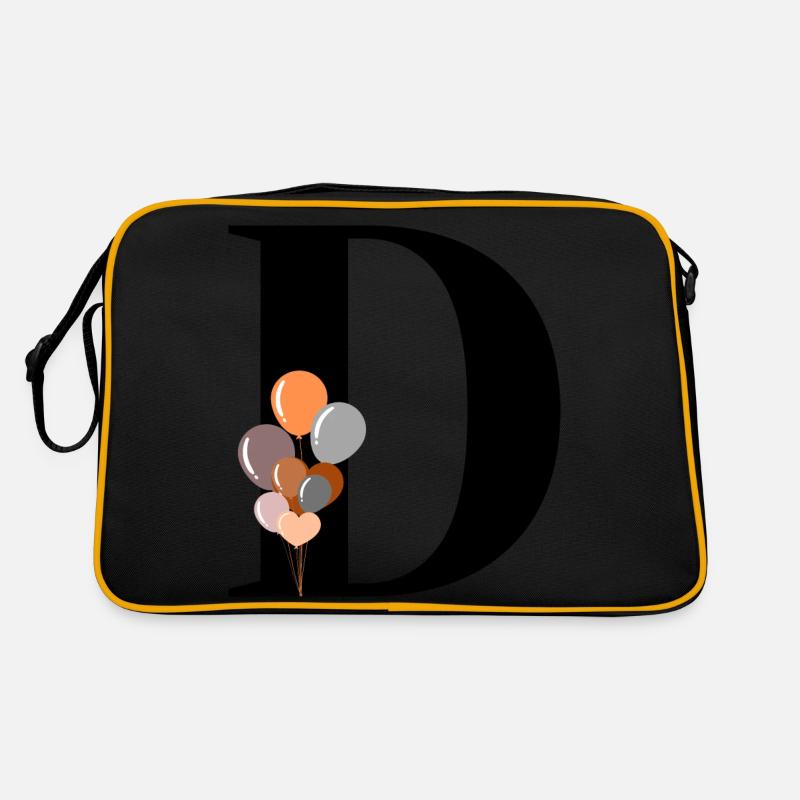 Geburtstags-Ballon-Brief - Retro Tasche - Schwarz/Gold