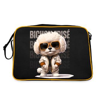 Bichon Frisé Tee flottant | Urban Cartoonish Dog De - Sac Retro - noir/or - Dos