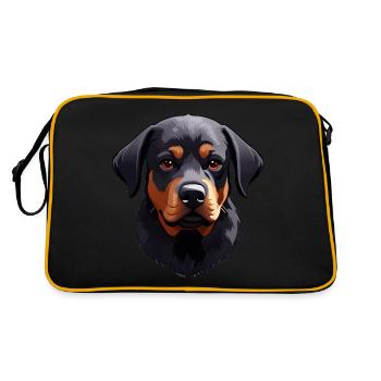 Adorable Rottweiler puppy - Retro Bag - black/gold - Back