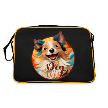 Dog is LOVE - Retro Tasche - Schwarz/Gold - Hinten