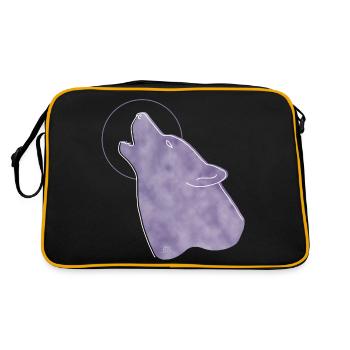 « Wolf », Boho Line Art Design, Série « Woods » - Sac Retro - noir/or - Dos