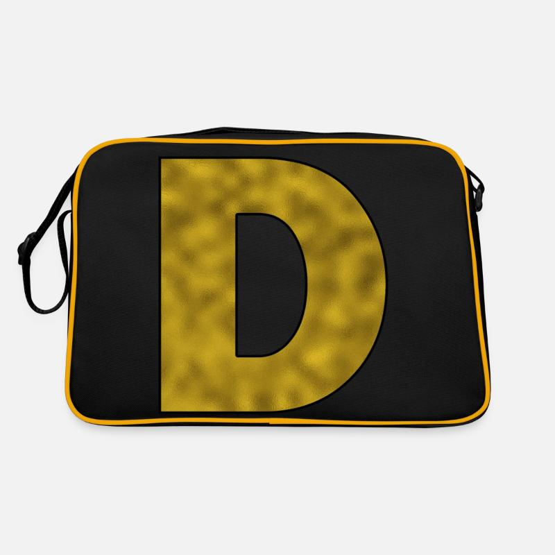 Buchstabe D Gold Retro Tasche
