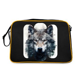 Loup dans la neige design tribal - Sac Retro - noir/or - Dos
