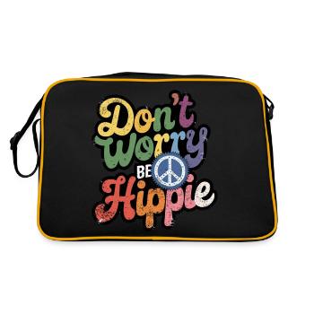 Hippie - Liebe und Frieden - Frieden und Liebe - Retro Tasche - Schwarz/Gold - Hinten