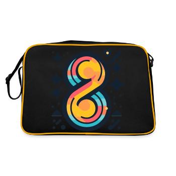 Farbige Zahl Acht - Retro Tasche - Schwarz/Gold - Hinten