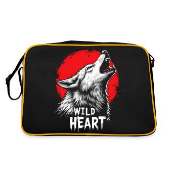 Wolf Design Backprint – Rot und Weiß Kunstmotiv - Retro Tasche - Schwarz/Gold - Hinten