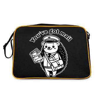 Mailman Hedgehog - "You've got mail" Design - Retro Bag - black/gold - Back