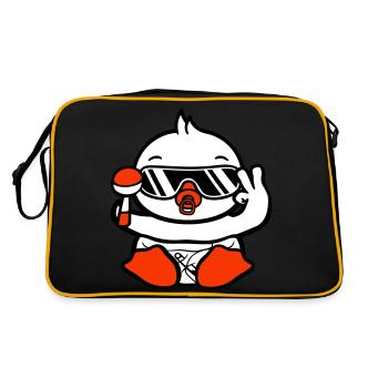 Bird Baby Child Rattle Diaper Sunglasses Peace - Retro Bag - black/gold - Back
