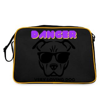 Danger Very Loving Dog, cool dog with dark glasses - Retro Bag - black/gold - Back