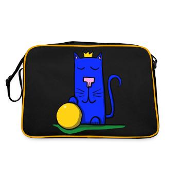 Katze mit Krone - Retro Tasche - Schwarz/Gold - Hinten