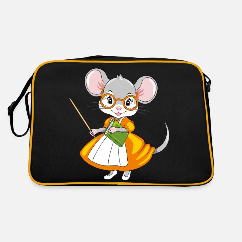 Smart mouse teacher with a pointer and a book Retro Bag
